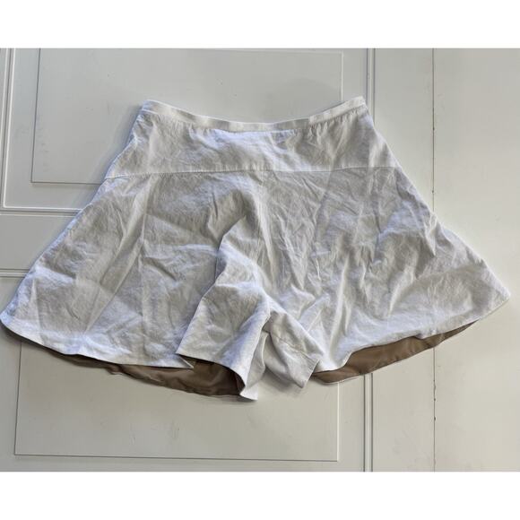 Vince Pants - Vince Shorts Women 6 White Linen Blend Flounce Flare Side Zip Button